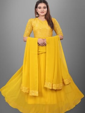 Soft Georgette Gown Yellow Colour