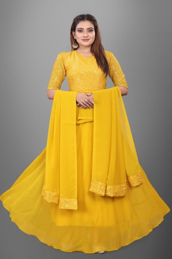 Soft Georgette Gown Yellow Colour