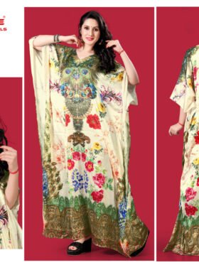 Kaftans (Kaftan - E - Nazakat) Smooth Satin Fabrics With Stone Work Size - Free Size (fits up to 5Xl)