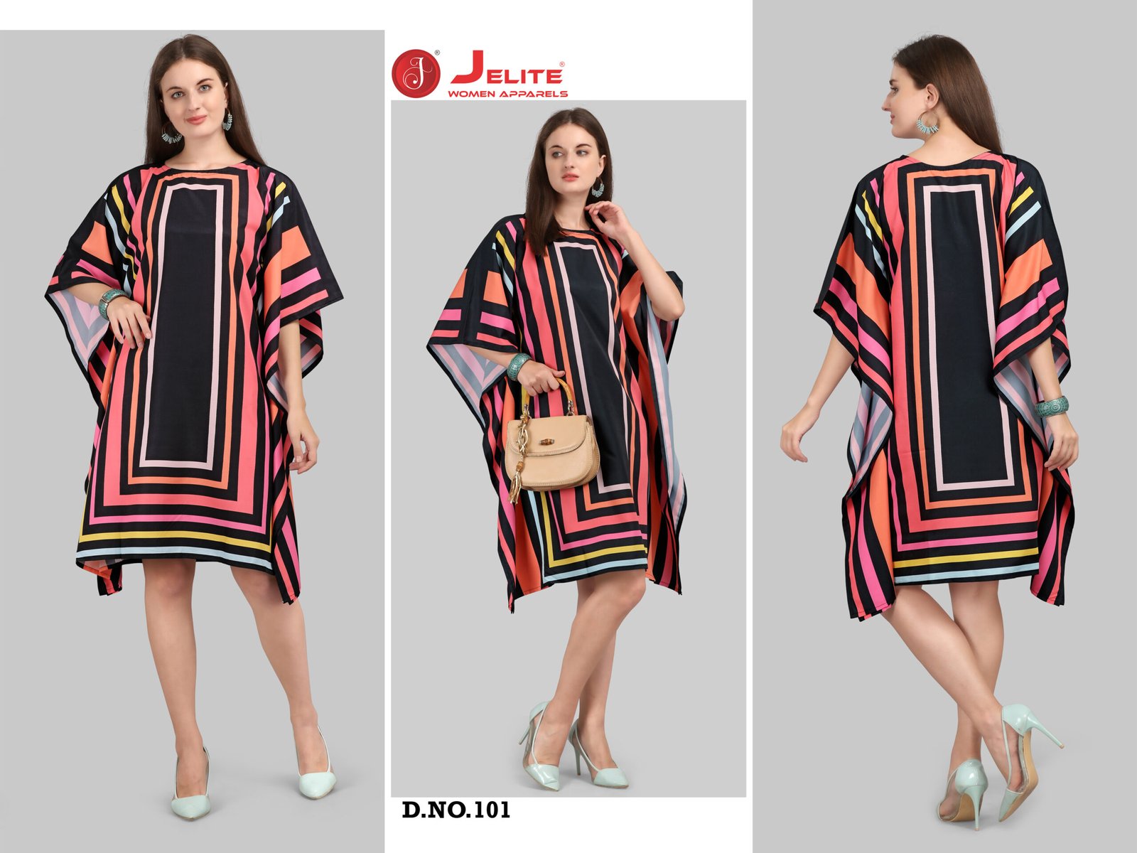 101 (1) Kurti Kaftans Polyester Crepe With Digitally Printed Size - Free size ( M To 3xl)