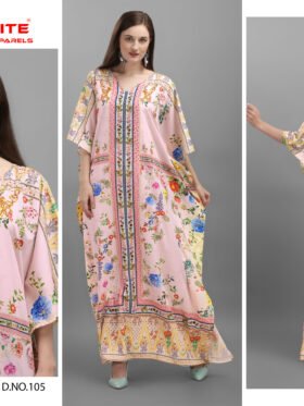 Afreen Kaftan Polyester Crepe Fabric With Digital Printing and Stone Work-Size - Free Size (fits up to 3Xl)