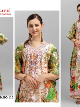 Afreen Kaftan Polyester Crepe Fabric With Digital Printing and Stone Work-Size - Free Size (fits up to 3Xl)