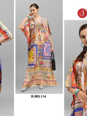 Afreen Kaftan Polyester Crepe Fabric With Digital Printing and Stone Work-Size - Free Size (fits up to 3Xl)