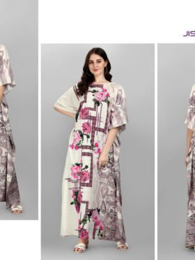 Afreen Kaftan Polyester Crepe Fabric With Digital Printing and Stone Work-Size - Free Size (fits up to 3Xl)