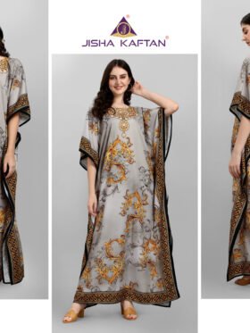 Afreen Kaftan Polyester Crepe Fabric With Digital Printing and Stone Work-Size - Free Size (fits up to 3Xl)