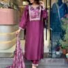 Kurta set And Embroidery Neck Work SIZE:S,M,L,XL,XXL
