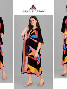 Rayon Kaftans Fabric - Poly Rayon With Digitally Printed Size - Free Size (fits up to 3Xl)