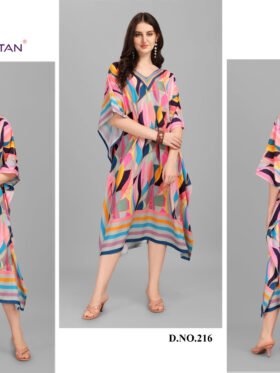 Rayon Kaftans Fabric - Poly Rayon With Digitally Printed Size - Free Size (fits up to 3Xl)