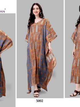 Natural Satin Kaftan Size - Free Size (fits up to 3xl)