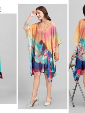 Beach Wear Kaftan Weightless Georgette With Digitally Printed Size - Free Size (Fits M to 3Xl)