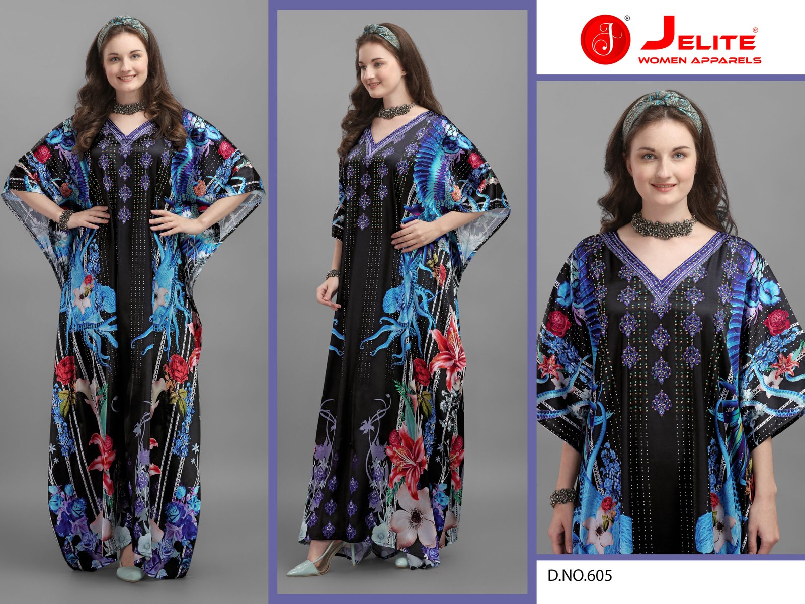 605 Kaftans (Kaftan - E - Nazakat) Smooth Satin Fabrics With Stone Work Size - Free Size (fits up to 5Xl)