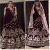 BRIDLE Wedding Special 9000 Velvet 4 Meter Flare Coding Sequins work Lehenga with Cancan & Canvas Patta