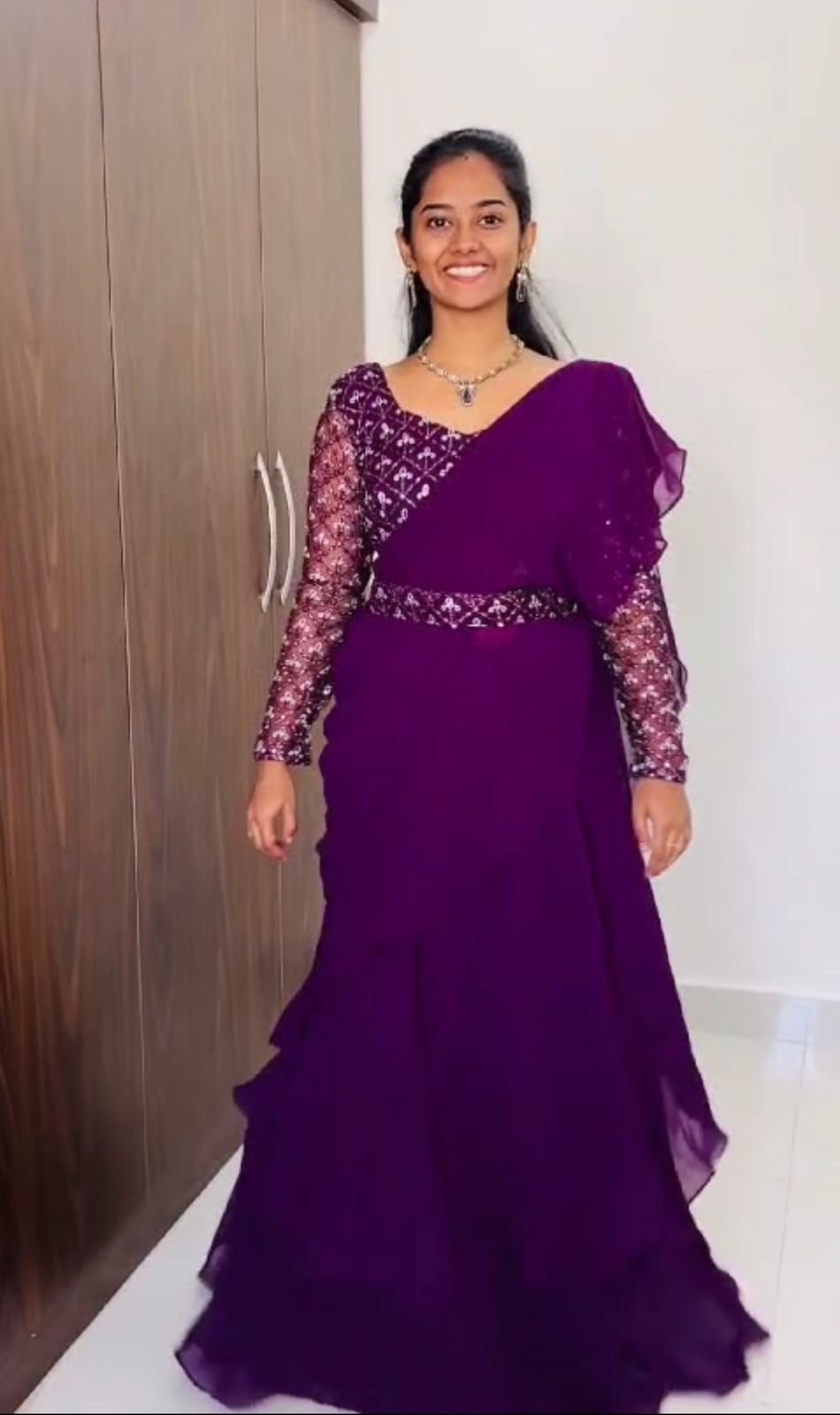 DESIGNER PARTY WEAR LAHENGA SAREE Colour-Purple-2