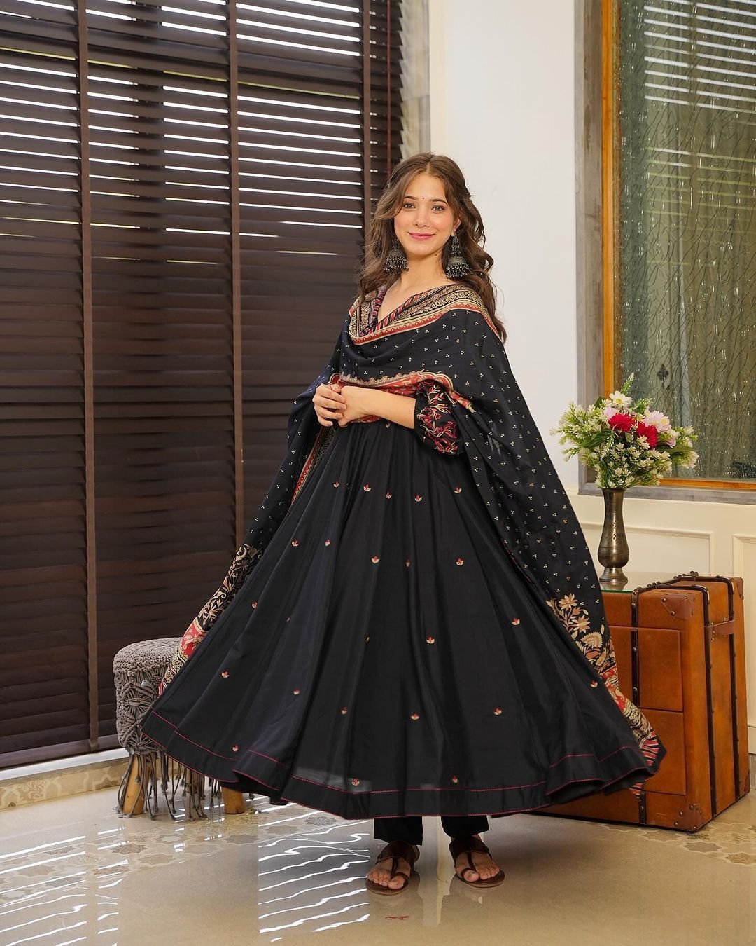 Gown with dupatta Colour-Black-1 Gown with dupatta
