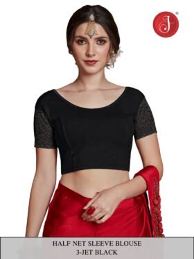 Half-Net-Sleeve-Blouse-Colour-Jet-Black-1