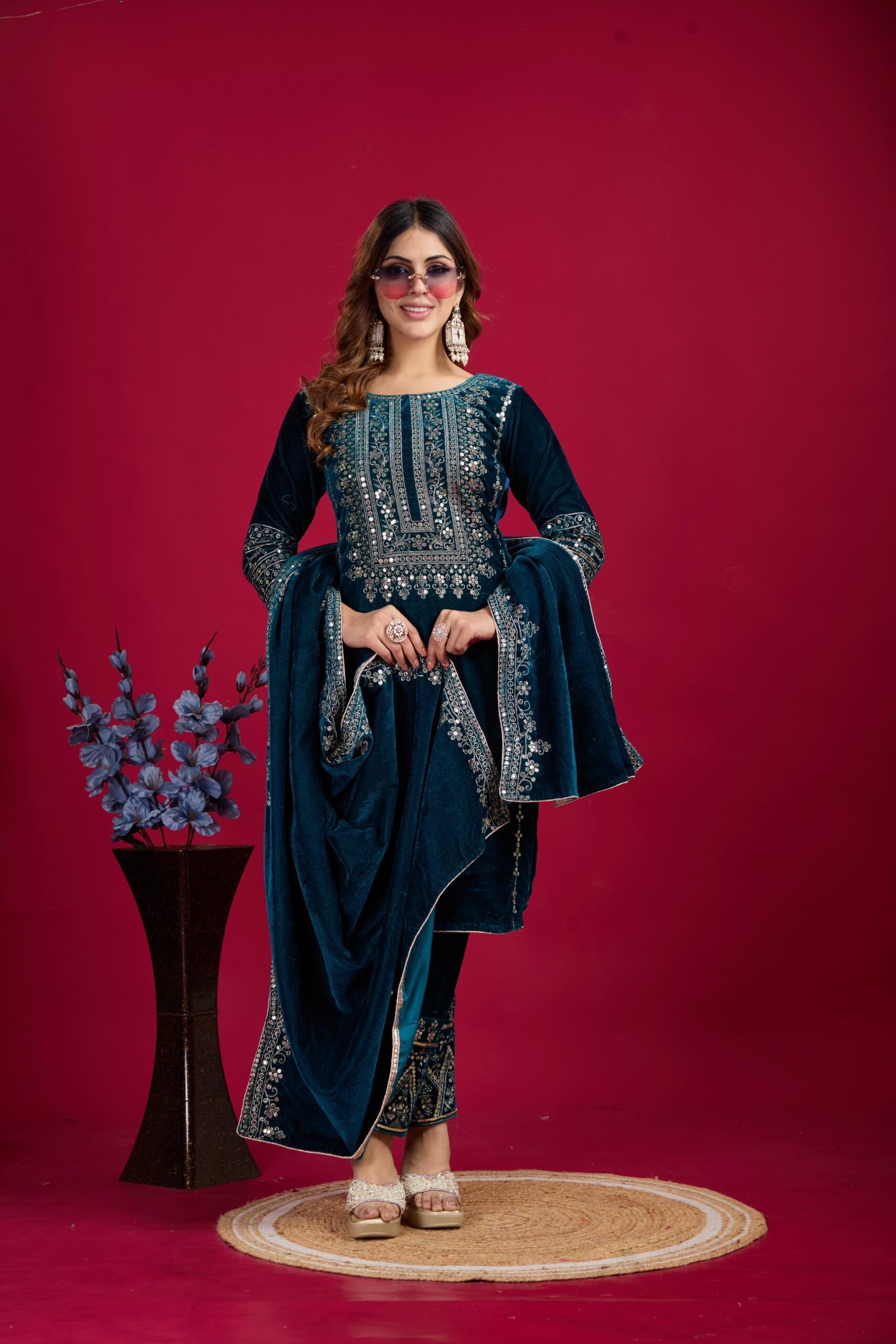 Launching New Designer Party Wear Look Top-Dupatta and Fully Stiched Bottom-blue-1 👉👗💥Launching New Designer Party Wear Look Top-Dupatta and Fully Stiched Bottom💥Heavy Viscose Velvet With Heavy Embroidery Sequence Work With Full Sleeves💃
