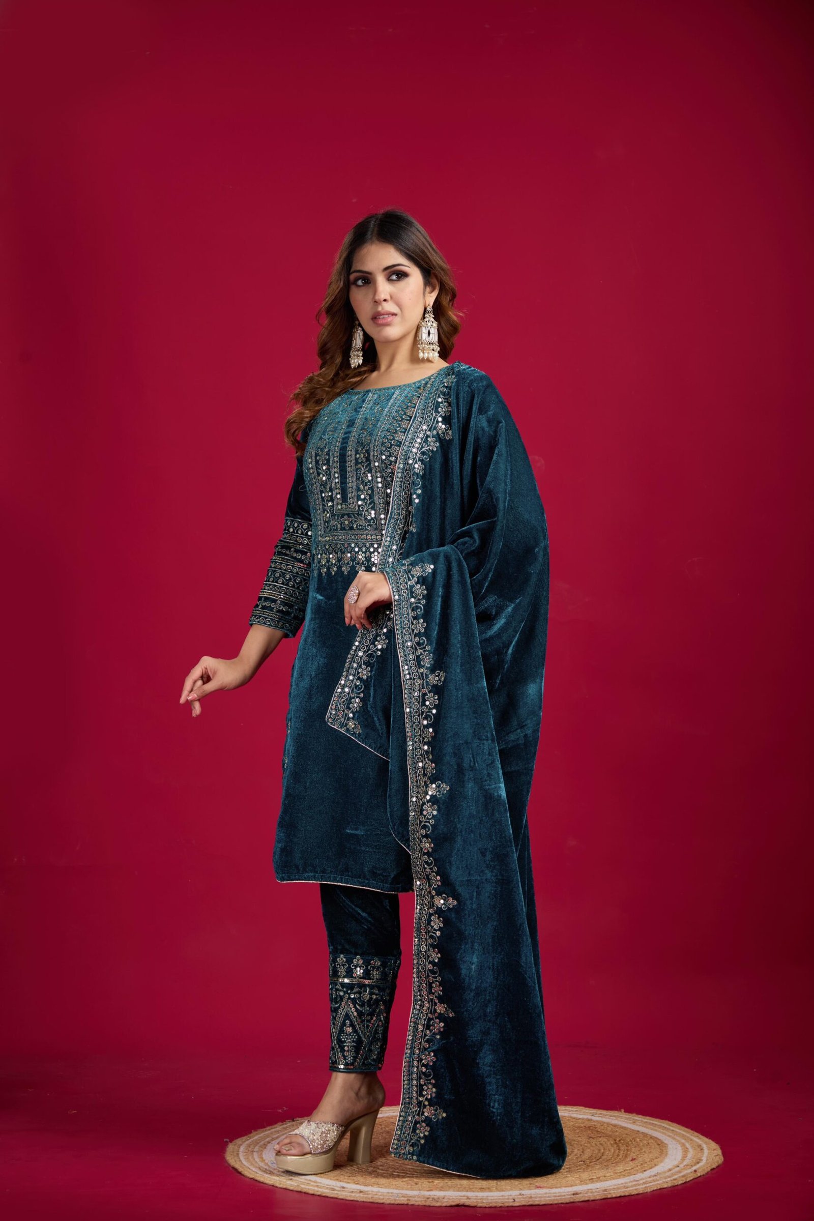 Launching New Designer Party Wear Look Top-Dupatta and Fully Stiched Bottom-blue-3