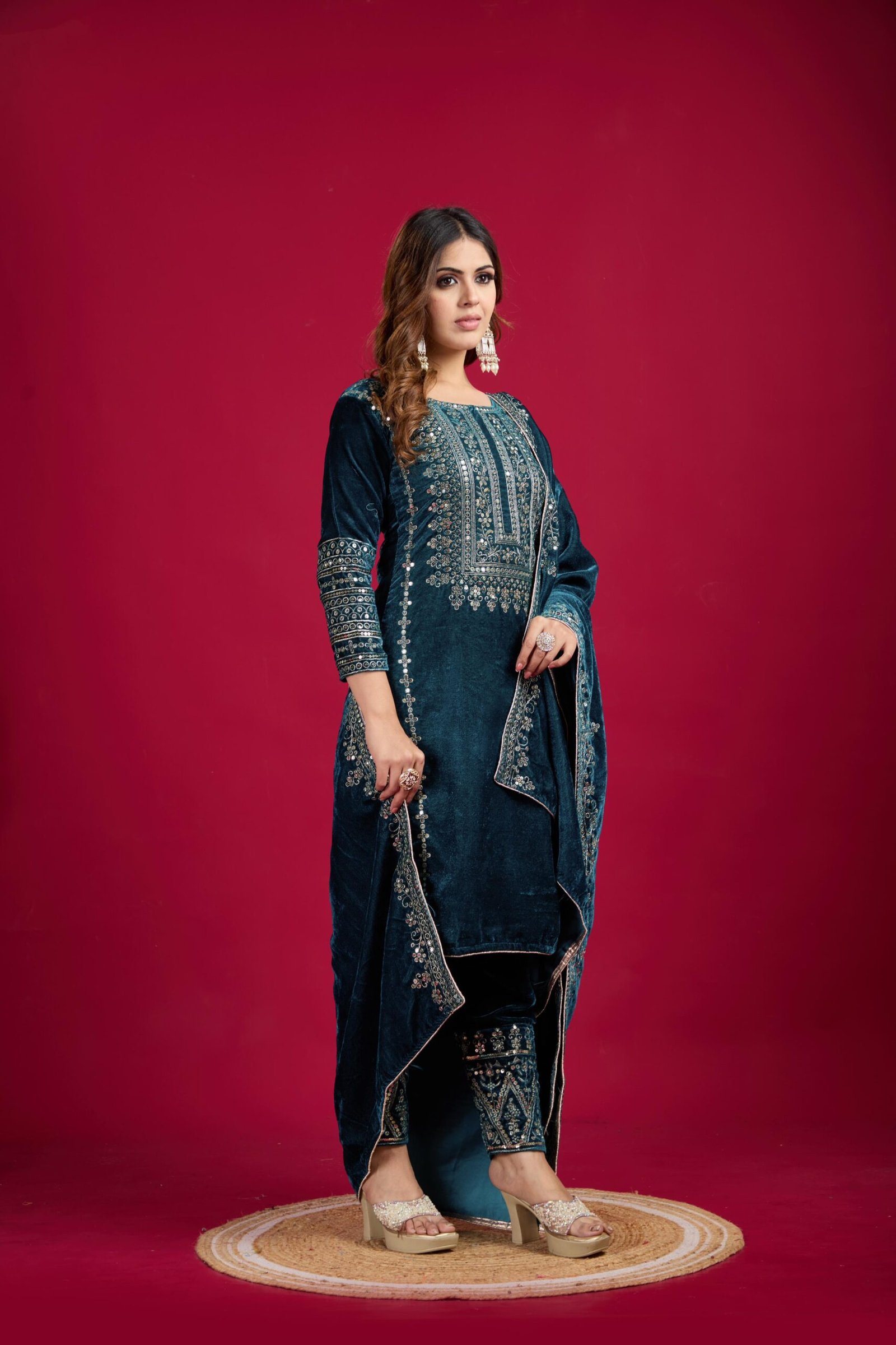Launching New Designer Party Wear Look Top-Dupatta and Fully Stiched Bottom-blue-4