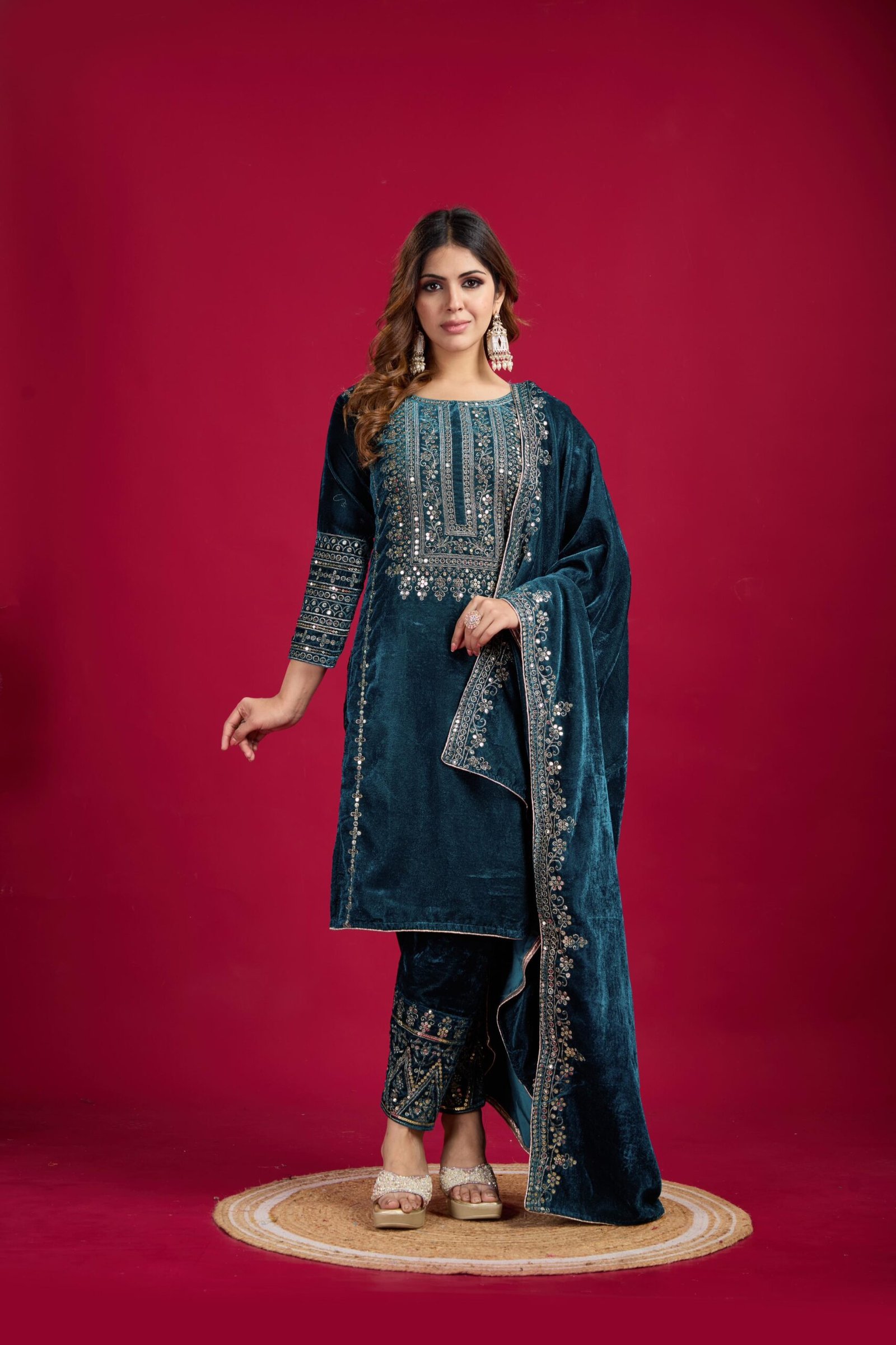 Launching New Designer Party Wear Look Top-Dupatta and Fully Stiched Bottom-blue-6