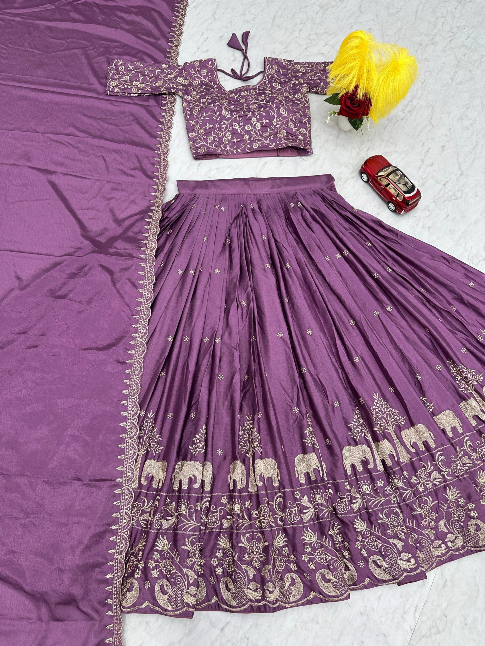 Launching New Festival Lehenga Choli Embroidery Thread Work-Colour-Purple-8