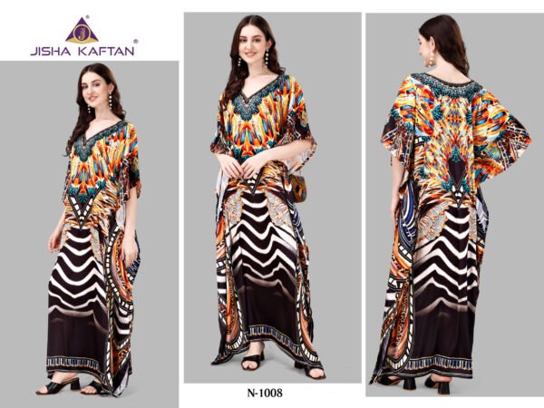 Kaftans (Kaftan - E - Nazakat) Smooth Satin Fabrics With Stone Work Size - Free Size (fits up to 5Xl)