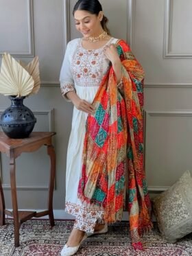 Kurta Set Embrodairy Flared Stright SIZE : S , M , L ,XL ,XXL