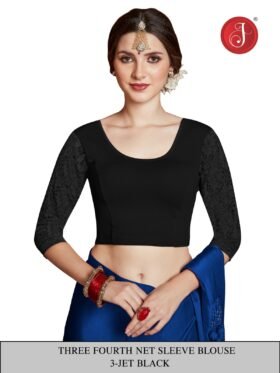 Net Sleeve Blouse-Colour-Jet Black-1