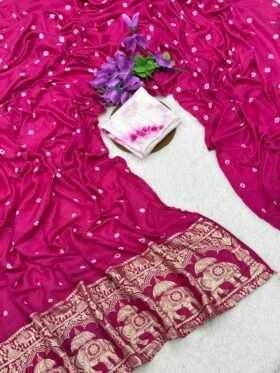 Pure Dola Silk Saree With Bathik Print -2