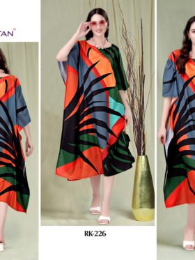 Rayon Kaftans Fabric - Poly Rayon With Digitally Printed Size - Free Size (fits up to 3Xl)