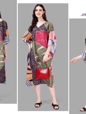 Rayon Kaftans Fabric - Poly Rayon With Digitally Printed Size - Free Size (fits up to 3Xl)