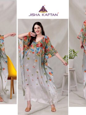 Silk Kaftan Fabric - Feather Silk With Digitally Printed Size - free size M to 3xl (fitting belt inside)