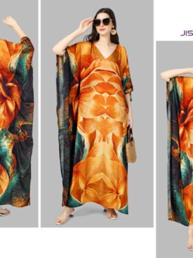 Silk Kaftan Fabric - Feather Silk With Digitally Printed Size - free size M to 3xl (fitting belt inside)