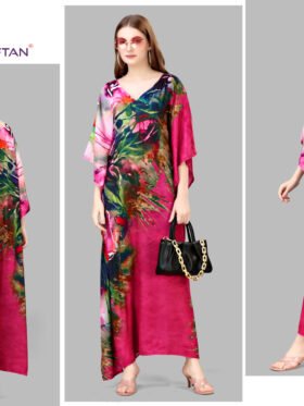 Silk Kaftan Fabric - Feather Silk With Digitally Printed Size - free size M to 3xl (fitting belt inside)