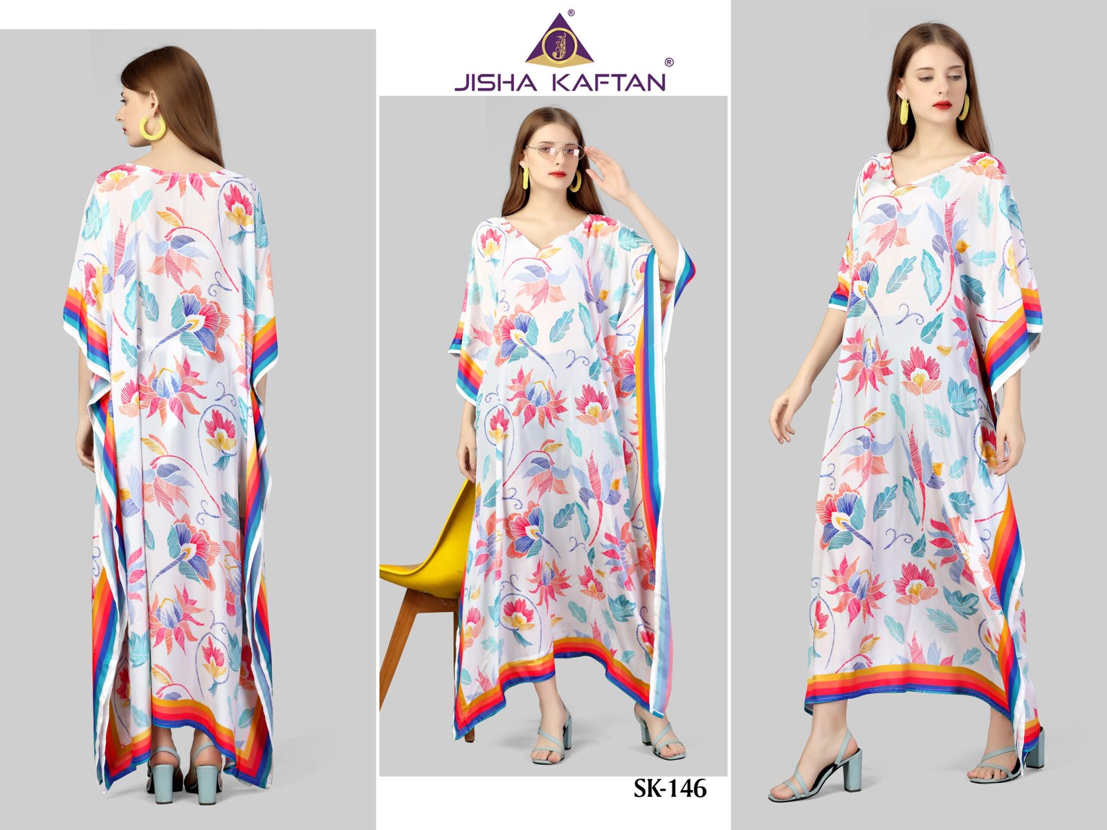 SK-146 copy Silk Kaftan Fabric - Feather Silk With Digitally Printed Size - free size M to 3xl (fitting belt inside)