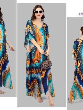 Silk Kaftan Fabric - Feather Silk With Digitally Printed Size - free size M to 3xl (fitting belt inside)