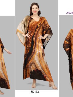 Silk Kaftan Fabric - Feather Silk With Digitally Printed Size - free size M to 3xl (fitting belt inside)