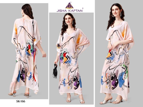 Silk Kaftan Fabric - Feather Silk With Digitally Printed Size - free size M to 3xl (fitting belt inside)