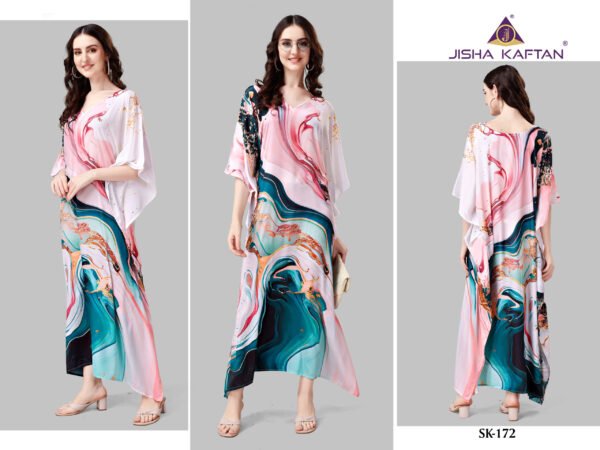 Silk Kaftan Fabric - Feather Silk With Digitally Printed Size - free size M to 3xl (fitting belt inside)