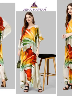 Silk Kaftan Fabric - Feather Silk With Digitally Printed Size - free size M to 3xl (fitting belt inside)