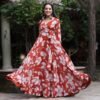 Black Floral Printed Maxi Ethnic Gown Size: S,M,L,XL,XXL,3XL