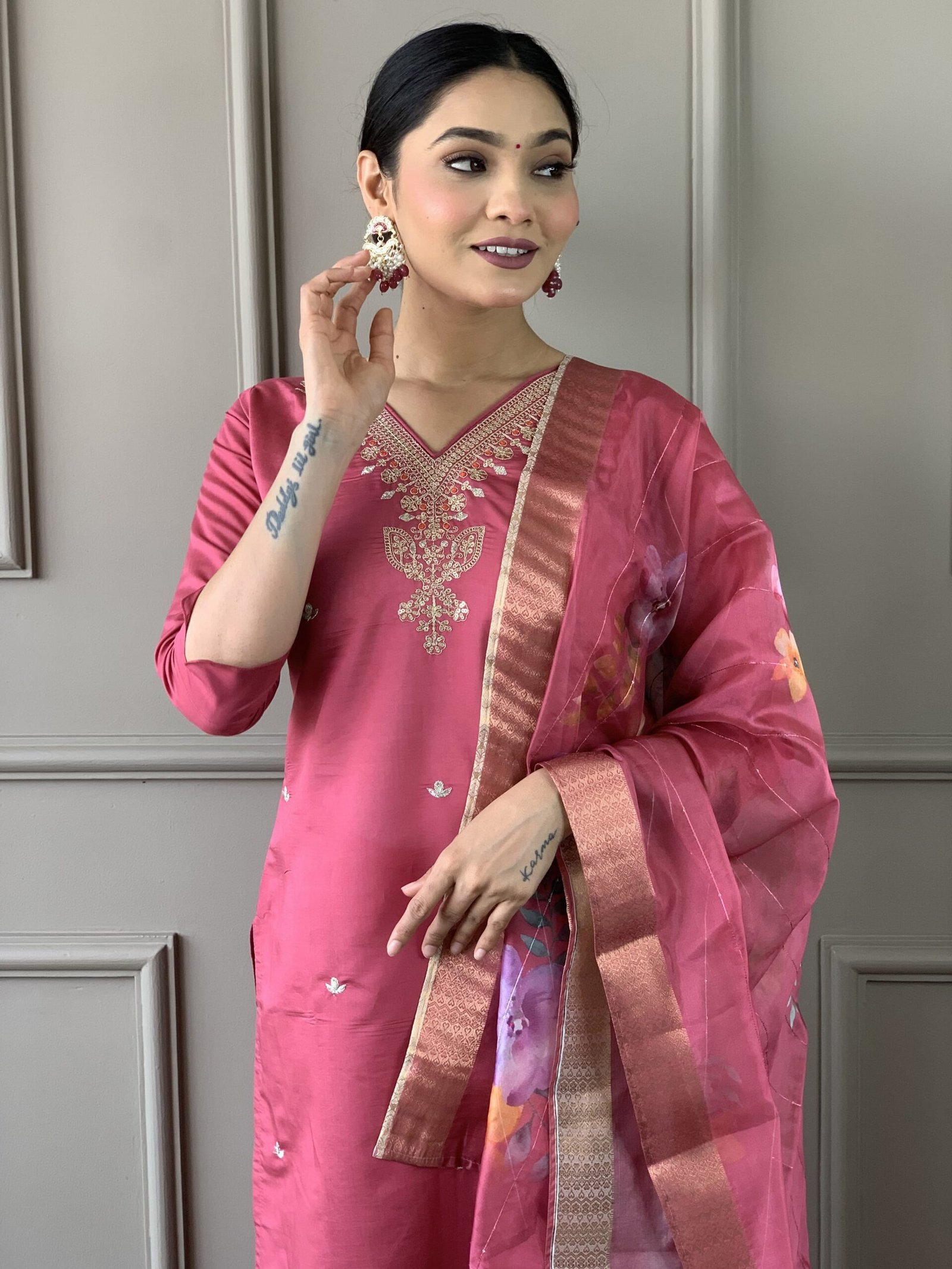 VISCOSE CHANDERI WITH SEQUENCE CODING EMBROIDERY WORK-1 VISCOSE CHANDERI WITH SEQUENCE CODING EMBROIDERY WORK