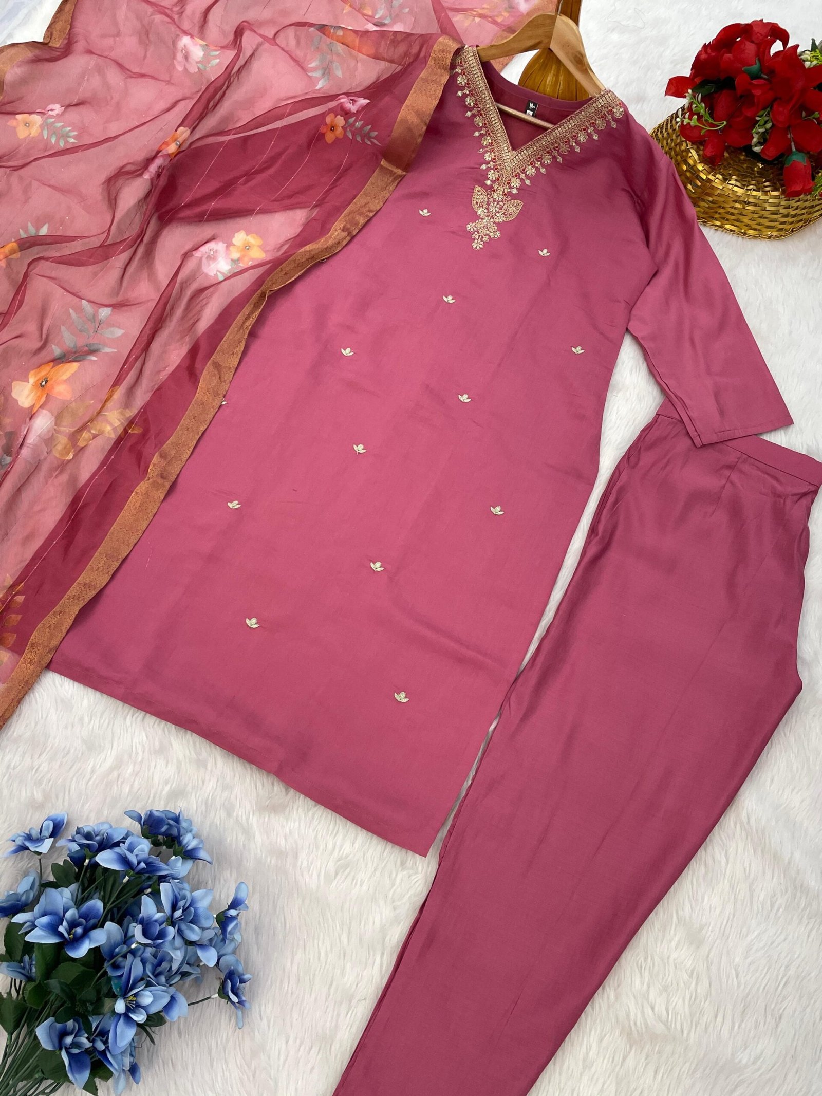 VISCOSE CHANDERI WITH SEQUENCE CODING EMBROIDERY WORK-11