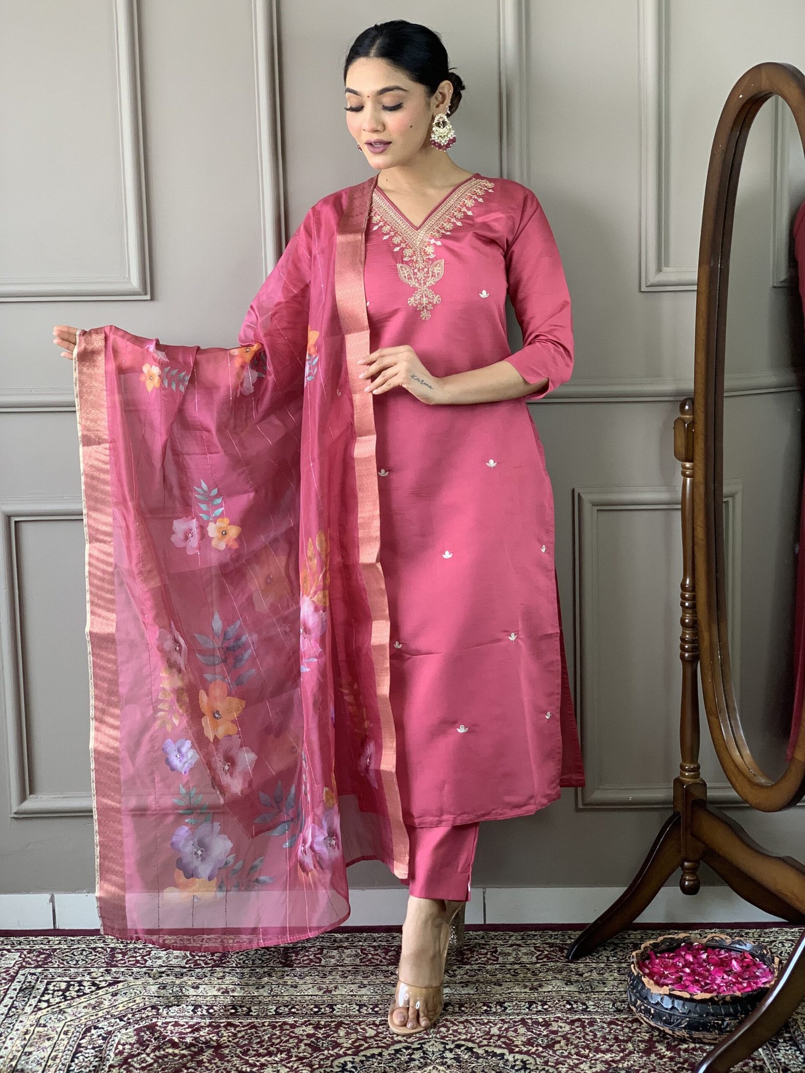 VISCOSE CHANDERI WITH SEQUENCE CODING EMBROIDERY WORK-2