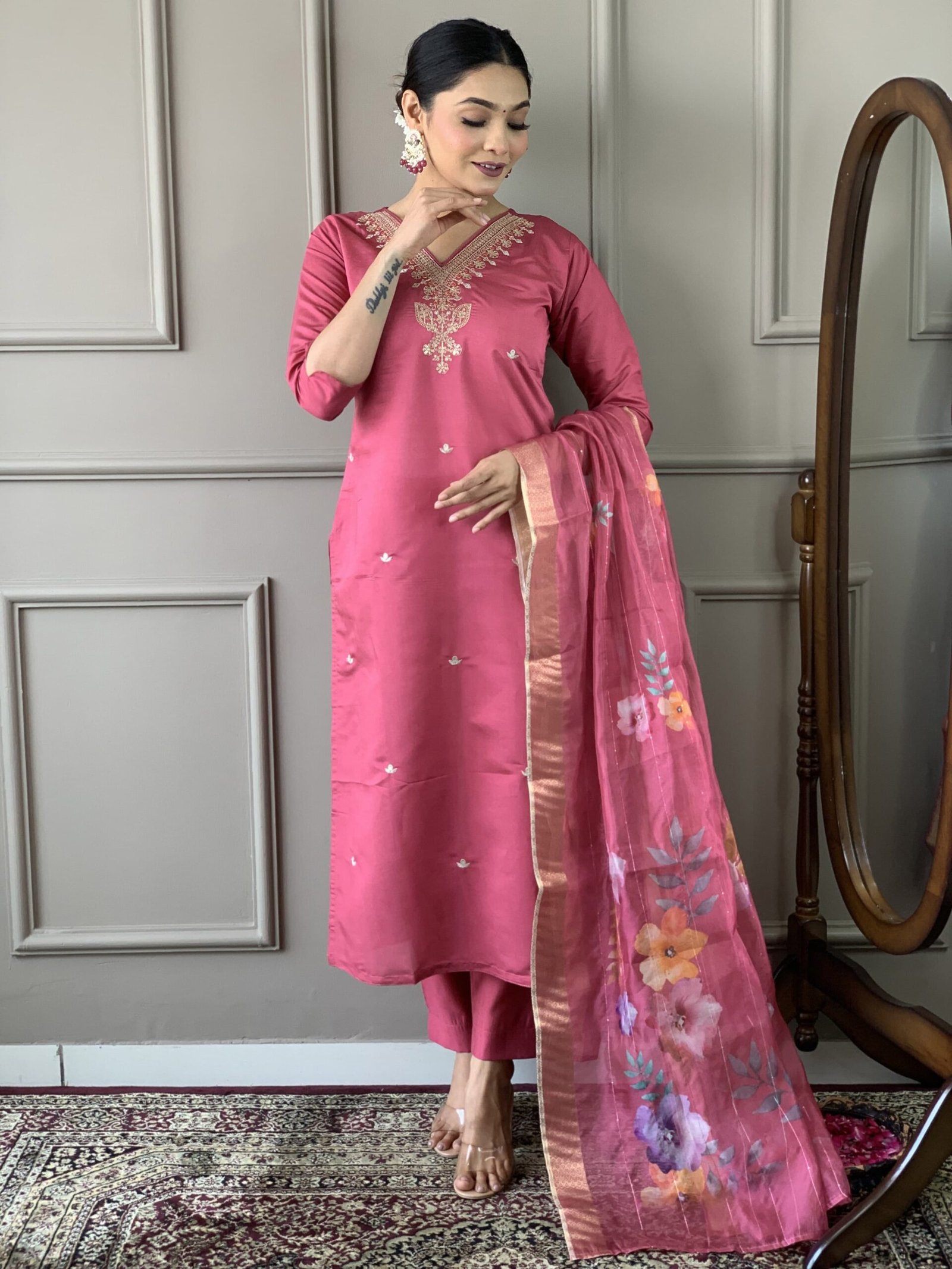 VISCOSE CHANDERI WITH SEQUENCE CODING EMBROIDERY WORK-5