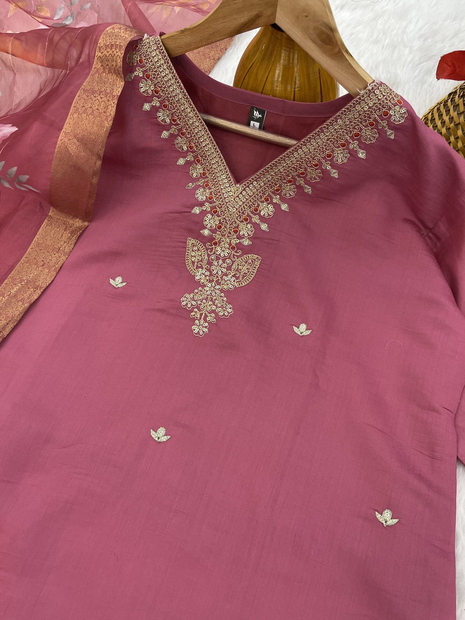 VISCOSE CHANDERI WITH SEQUENCE CODING EMBROIDERY WORK-8