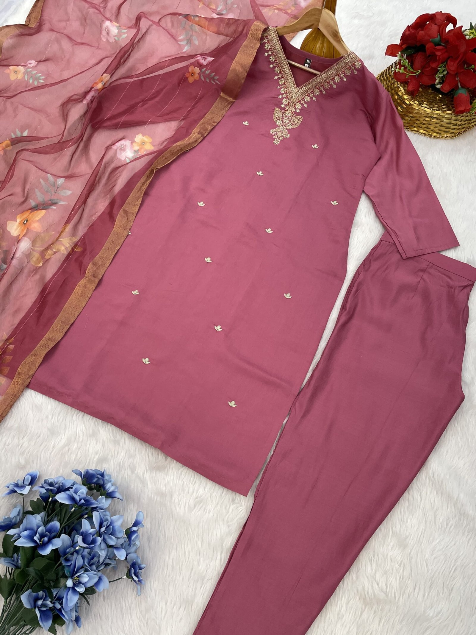 VISCOSE CHANDERI WITH SEQUENCE CODING EMBROIDERY WORK-9