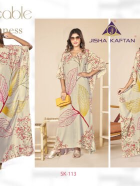 Silk Kaftan Fabric - Feather Silk With Digitally Printed Size - free size M to 3xl (fitting belt inside)