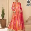 Gown- Anarkali Georgette Fabric Floral Gown with Net Dupatta Sizes– S (36), M (38), L (40), XL (42),2XL (44) Color- Pink