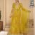 Gown- Anarkali Georgette Fabric Floral Gown with Net Dupatta -Yellow