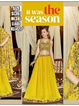 Crop Top, Palazzo, And Koti Set Floral Patterns And Vibrant Colors Size - S36, M38, L40, Xl42